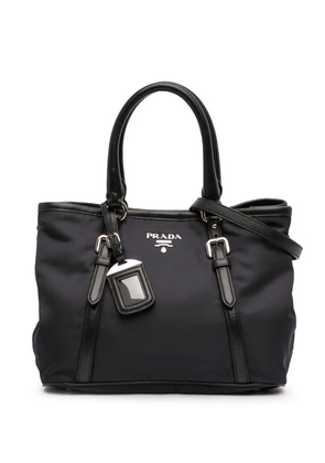 Prada Pre-Owned 2010-2026 Soft Calf Trimmed Tessuto satchel - Black