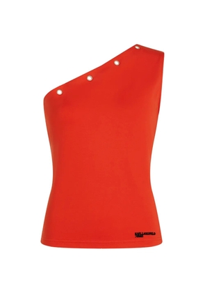 Karl Lagerfeld Jeans eyelet-detail one-shoulder top - Orange