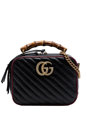 Gucci Pre-Owned 2016-2026 Small GG Marmont Matelasse Diagonal Leather Torchon Bamboo satchel - Black
