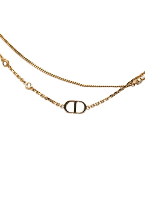 Christian Dior Pre-Owned 20th Century Gold Plated CD Logo and Strass Double Chain Pendant Necklace costume necklace