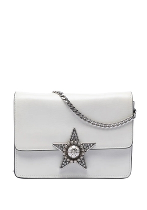 Miu Miu Pre-Owned 2010-2026 Smooth Leather Star Crystal Embellished crossbody bag - White