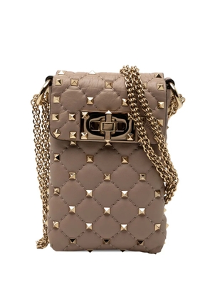 Valentino Garavani Pre-Owned 2000-2017 Lambskin Rockstud Spike Phone Case crossbody bag - Brown