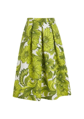 Lunatica Milano T Florence floral-print jacquard-knit midi skirt - Green