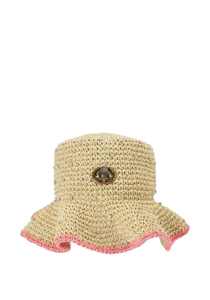 Kurt Geiger Chelsea crystal-embellished bucket hat - Neutrals