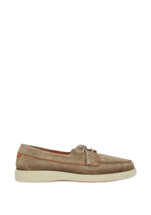 Santoni lace-up suede boat shoes - Neutrals