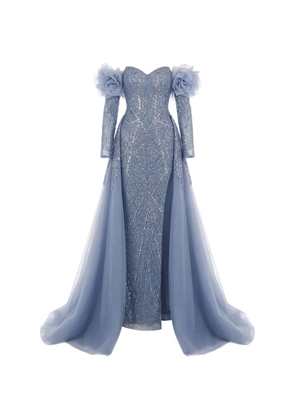 Gattinolli by Marwan off-shoulder sequin-embellished gown - Blue