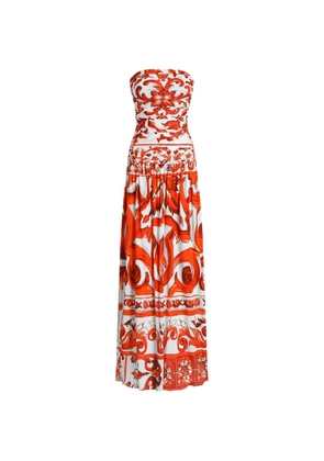 Dolce & Gabbana Majolica-print organzine long dress - Orange