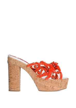 Dolce & Gabbana majolica-print brocade clog sandals - Orange