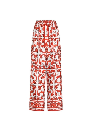 Dolce & Gabbana Majolica-print silk trousers - White