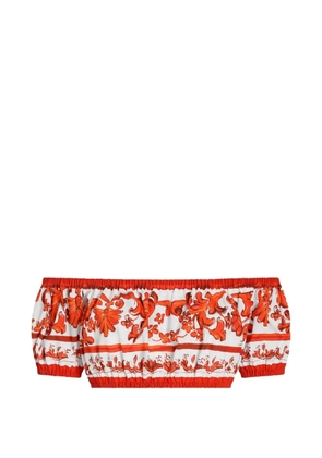 Dolce & Gabbana Majolica-print poplin top - White