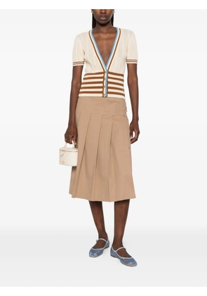 Valentino Garavani striped logo-plaque cardigan - Neutrals