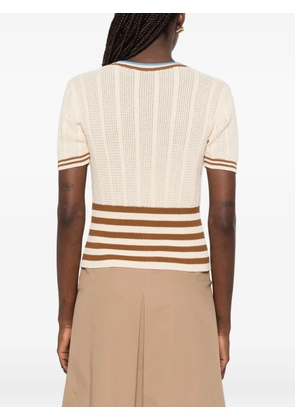 Valentino Garavani striped logo-plaque cardigan - Neutrals