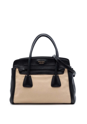 Prada Pre-Owned 2013-2026 Bicolor Saffiano Cuir Trimmed Canvas satchel - Black