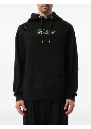 Mastermind Japan distressed logo-print hoodie - Black