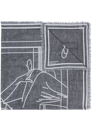 Givenchy frayed graphic print scarf - Grey