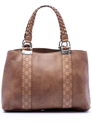 Gucci Pre-Owned 2016-2026 Medium Guccissima Trimmed Leather Bamboo Libeccio tote bag - Brown