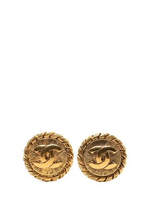 CHANEL Pre-Owned 1970-1980 CC Gold Plated Sunburst Round Clip On Earrings costume earrings