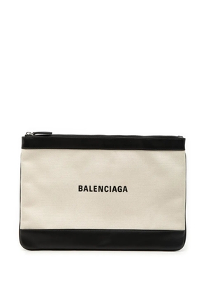Balenciaga Pre-Owned 2019 Canvas Navy Clip M clutch bag - Brown