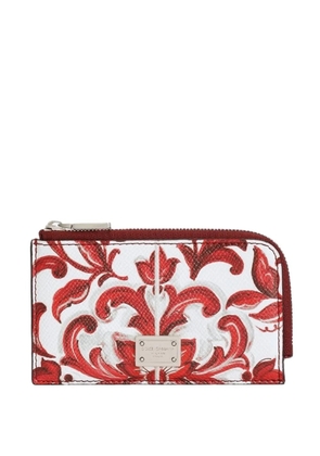Dolce & Gabbana Majolica-print calfskin card holder - White
