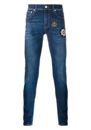 Alexander McQueen patch embellished skinny jeans - Blue