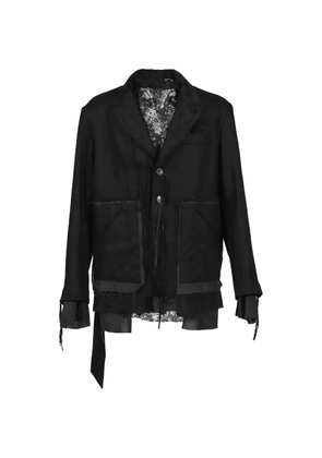 midorikawa lace-detail panelled blazer - Black