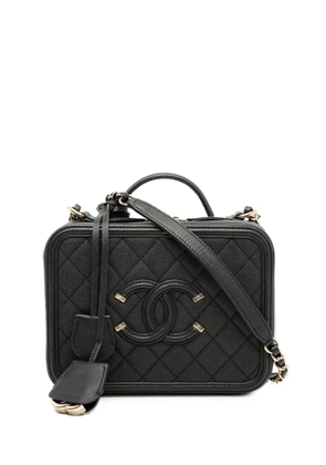 CHANEL Pre-Owned 2019 Medium Caviar CC Filigree Vanity Case satchel - Black