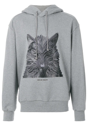 Juun.J wolf print hoodie - Grey