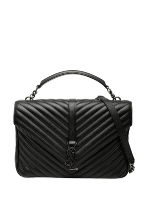 Saint Laurent Pre-Owned 2016 Large Chevron Sheepskin Monogram College satchel - Black