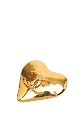 CHANEL Pre-Owned 1993 CC Gold Plated Heart Brooch costume brooch