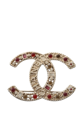 CHANEL Pre-Owned 2016 CC Brass Gripoix and Pearl Brooch costume brooch - Gold