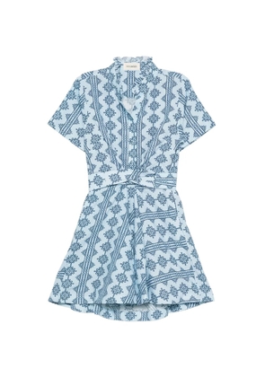 Verandah Bawa stripes ruffled-collar mini dress - Blue