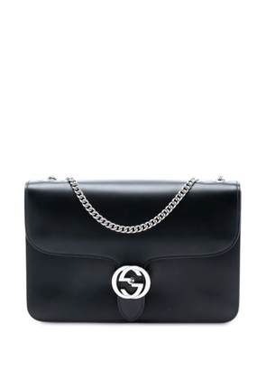 Gucci Pre-Owned 2016-2025 Medium Polished Calfskin Dollar Interlocking G crossbody bag - Black