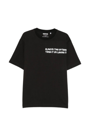GEORGE. slogan-print barcode-print T-shirt - Black