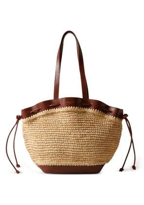 Claudie Pierlot raffia leather-trim tote bag - Neutrals