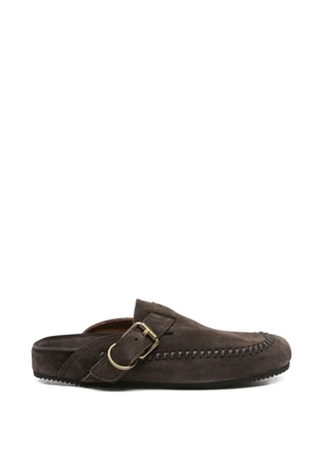 Buttero buckle-fastening whipstitch-detail mules - Brown