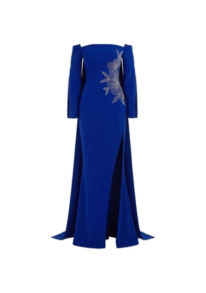 Gattinolli by Marwan floral-embroidered gown dress - Blue