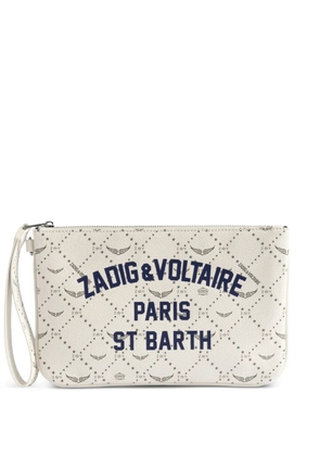 Zadig&Voltaire x St Barth logo-print clutch bag - Neutrals