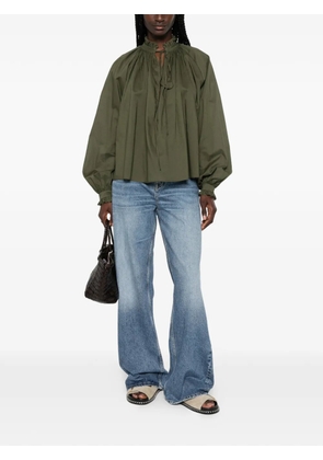 PT Torino ruffled-trim pleated blouse - Green