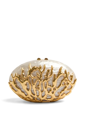 Simkhai Dylan coral-overlay clutch bag - White