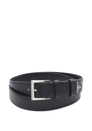 Prada Pre-Owned 2020s triangle-logo leather belt - Black