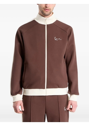 karl kani striped zip-up sweatshirt - Brown
