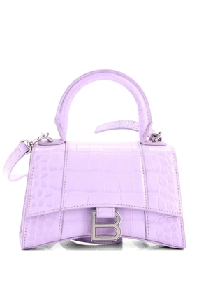 Balenciaga Pre-Owned Hourglass Top Handle Bag Crocodile Embossed Leather XS satchel - Purple