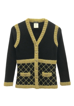 CHANEL Pre-Owned 2010s diamond-pattern ribbed cardigan - Black