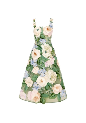 Leo Lin Beatrice floral-embroidered dress - Green