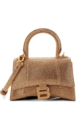 Balenciaga Pre-Owned Hourglass Top Handle Bag Suede with Crystals XS crossbody bag - Gold