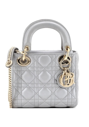 Christian Dior Pre-Owned Lady Dior Chain Bag Cannage Quilt Lambskin Mini satchel - Silver