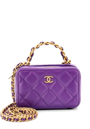 CHANEL Pre-Owned Woven Chain Top Handle Vanity Case Quilted Lambskin Mini crossbody bag - Purple