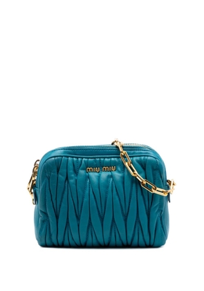 Miu Miu Pre-Owned 2010-2026 Quilted Leather Double Zip Camera Bag crossbody bag - Blue
