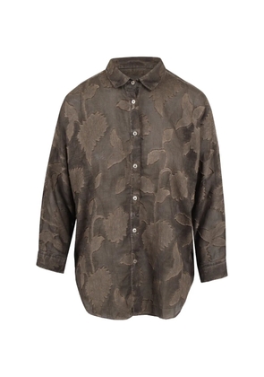 PLOUMANACH floral-jacquard long-sleeve shirt - Brown