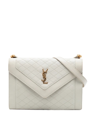 Saint Laurent Pre-Owned 2021 Quilted Lambskin Monogram Gaby crossbody bag - White
